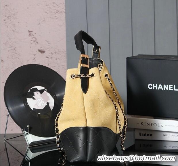 Top Quality Chanel Quilted Suede and Calfskin Hobo Bag 3037 Yellow/Black 2025