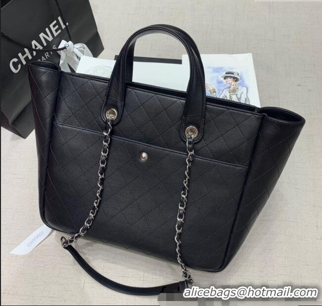 Top Grade Chanel Quilted Calfskin Large Shopping Bag CH011302 Black 2025