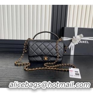 Low Cost Chanel Quilted Lambskin Flap Bag with Top Handle, Chain and Knot AS5317 Black 2025