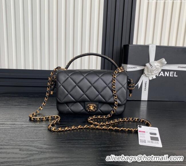 Low Cost Chanel Quilted Lambskin Flap Bag with Top Handle, Chain and Knot AS5317 Black 2025