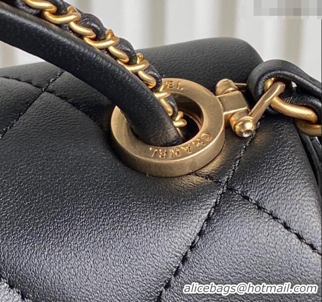 Low Cost Chanel Quilted Lambskin Flap Bag with Top Handle, Chain and Knot AS5317 Black 2025