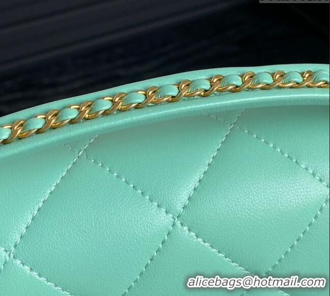 New Fashion Chanel Quilted Lambskin Flap Bag with Top Handle, Chain and Knot AS5317 Green 2025