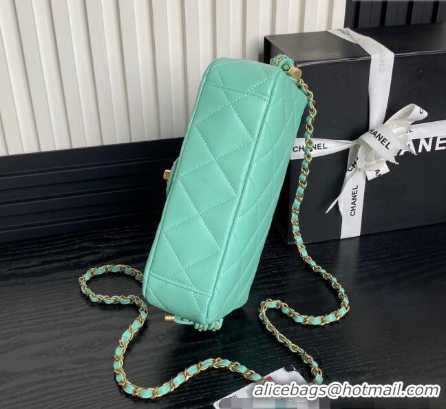 New Fashion Chanel Quilted Lambskin Flap Bag with Top Handle, Chain and Knot AS5317 Green 2025