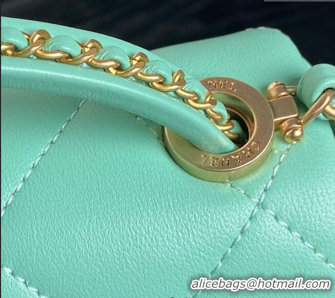 New Fashion Chanel Quilted Lambskin Flap Bag with Top Handle, Chain and Knot AS5317 Green 2025