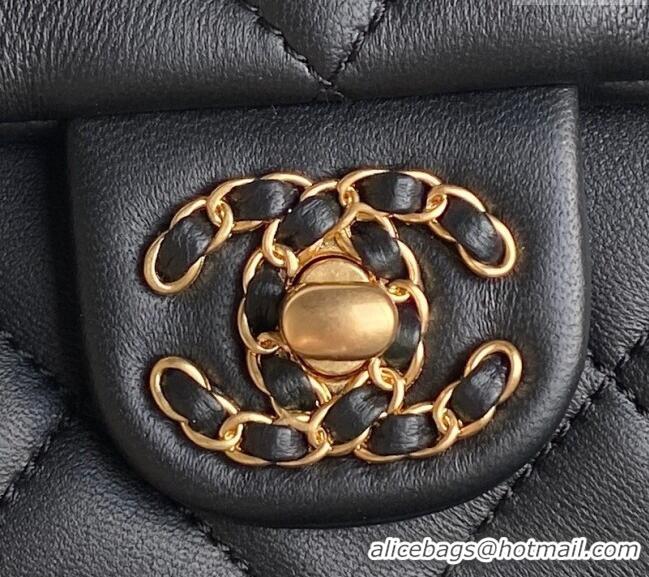 Inexpensive Chanel Quilted Lambskin Mini Flap Bag with Top Handle, Chain and Knot AS5298 Black 2025