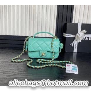 Best Price Chanel Quilted Lambskin Mini Flap Bag with Top Handle, Chain and Knot AS5298 Green 2025