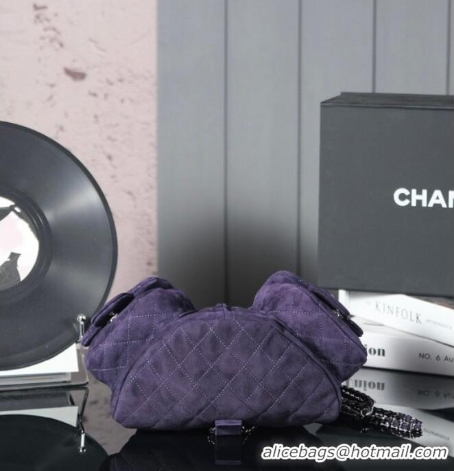 Top Quality Chanel Vintage Suede Backpack Bag Pouch Violet CH011304 Purple 2025