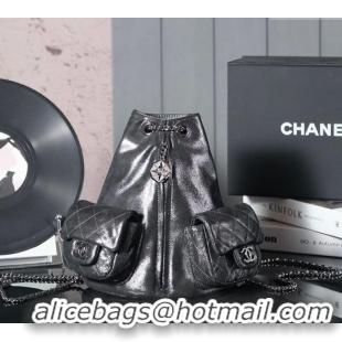 Best Price Chanel Vintage Suede Backpack Bag Pouch Violet CH011304 Dark Silver Grey 2025