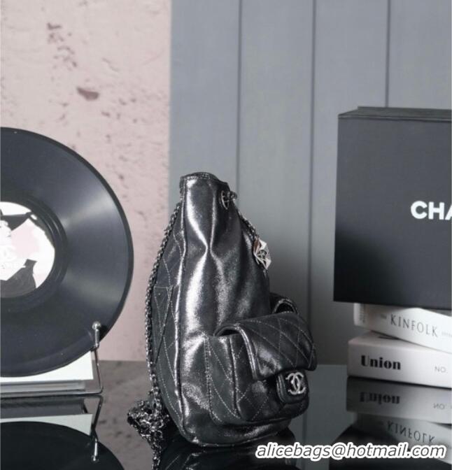 Best Price Chanel Vintage Suede Backpack Bag Pouch Violet CH011304 Dark Silver Grey 2025