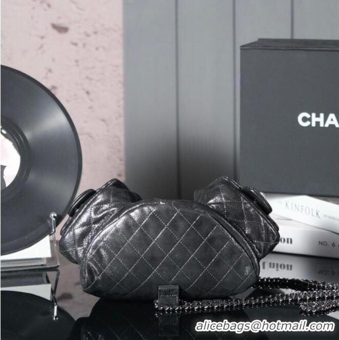 Best Price Chanel Vintage Suede Backpack Bag Pouch Violet CH011304 Dark Silver Grey 2025