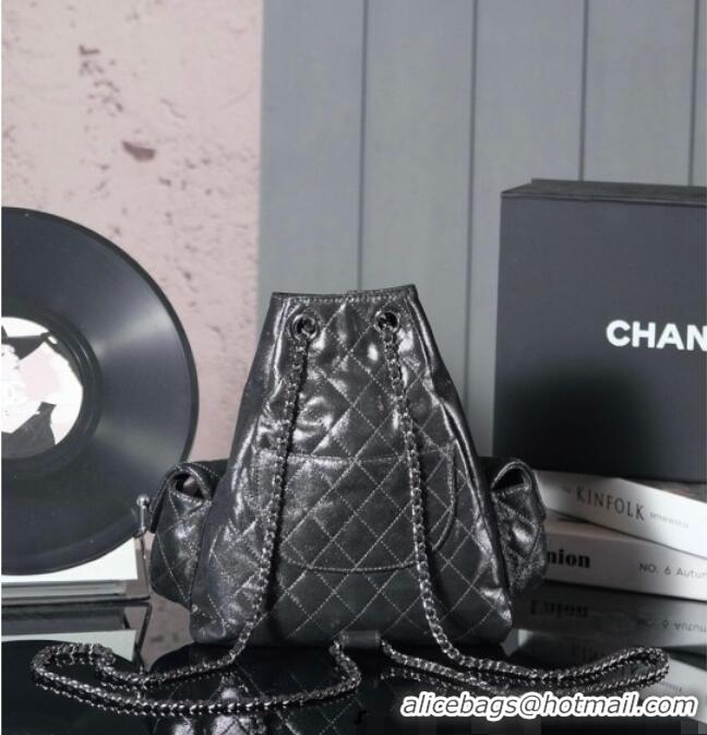 Best Price Chanel Vintage Suede Backpack Bag Pouch Violet CH011304 Dark Silver Grey 2025