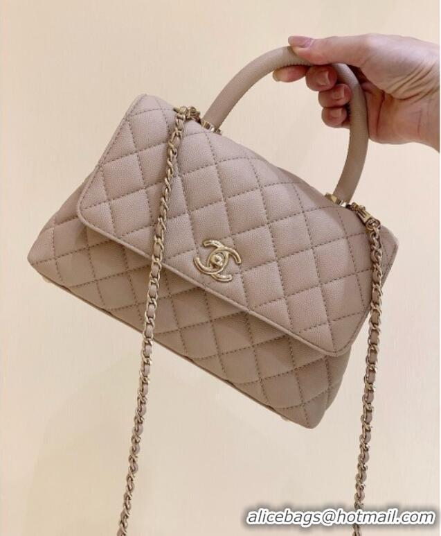 Wholesale Chanel Small Flap Bag with Top Handle in Grained Calfskin A92990 Nude Pink 2025 Top Quality