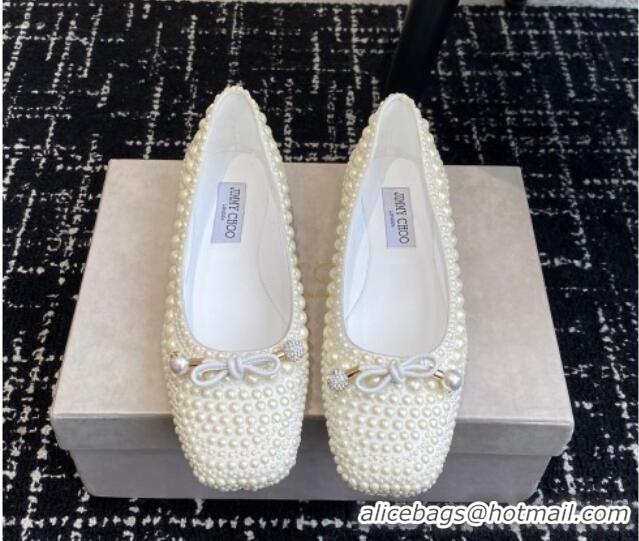 Good Product Jimmy Choo Elme Pearl Embellished Satin Ballerina Flats 1224027