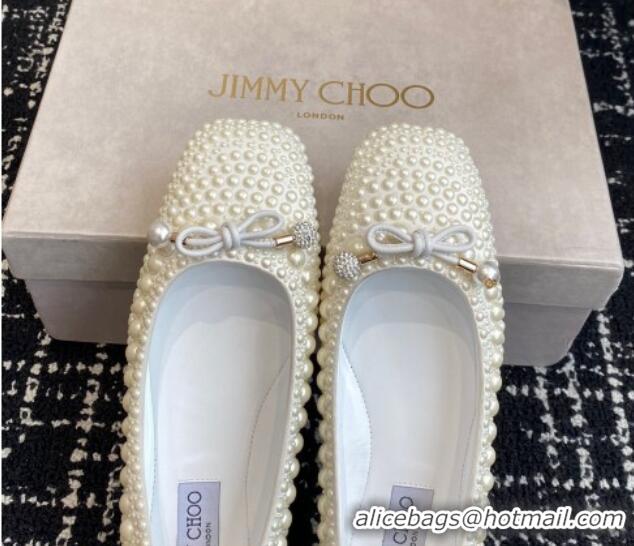 Good Product Jimmy Choo Elme Pearl Embellished Satin Ballerina Flats 1224027