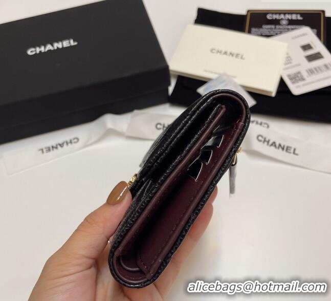 Buy Luxury Chanel Grained Calfskin Card Holder Wallet 82288 Black/Gold Hardware 2025