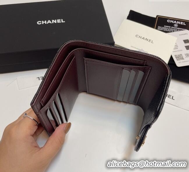 Buy Luxury Chanel Grained Calfskin Card Holder Wallet 82288 Black/Gold Hardware 2025