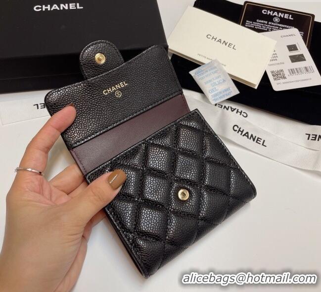 Buy Luxury Chanel Grained Calfskin Card Holder Wallet 82288 Black/Gold Hardware 2025