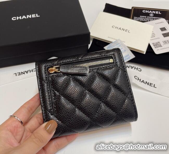 Buy Luxury Chanel Grained Calfskin Card Holder Wallet 82288 Black/Gold Hardware 2025