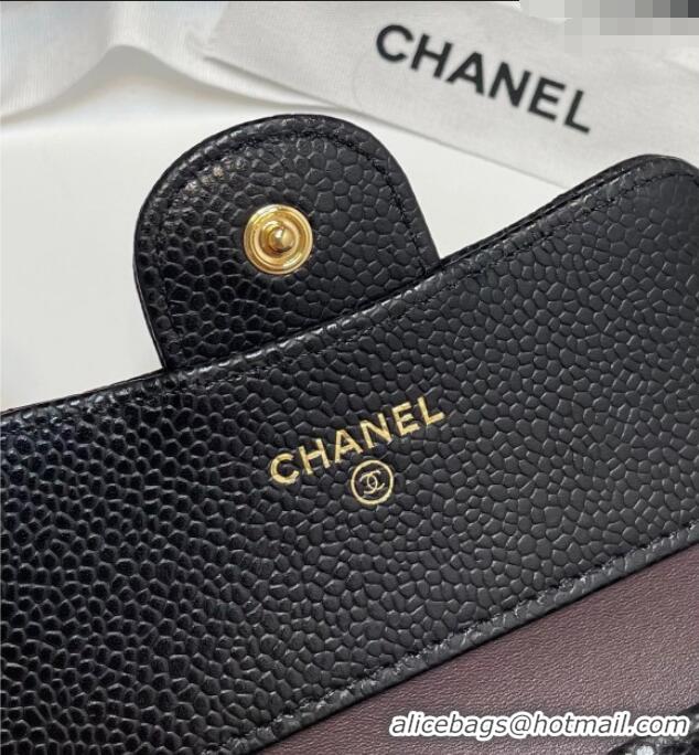 Buy Luxury Chanel Grained Calfskin Card Holder Wallet 82288 Black/Gold Hardware 2025