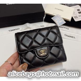 Classic Specials Chanel Lambskin Card Holder Wallet 82288 Black/Gold 2025