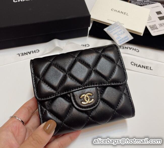 Classic Specials Chanel Lambskin Card Holder Wallet 82288 Black/Gold 2025