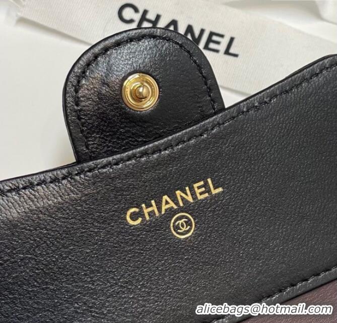 Classic Specials Chanel Lambskin Card Holder Wallet 82288 Black/Gold 2025