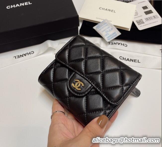 Classic Specials Chanel Lambskin Card Holder Wallet 82288 Black/Gold 2025