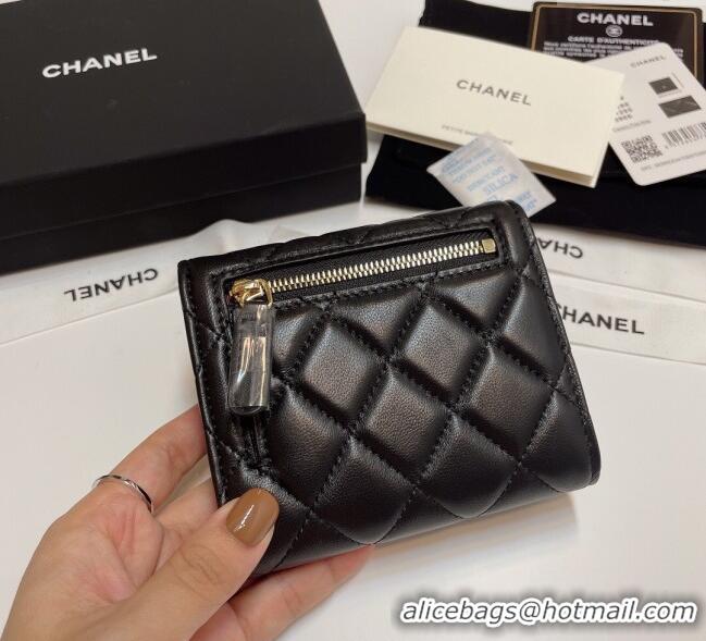 Classic Specials Chanel Lambskin Card Holder Wallet 82288 Black/Gold 2025