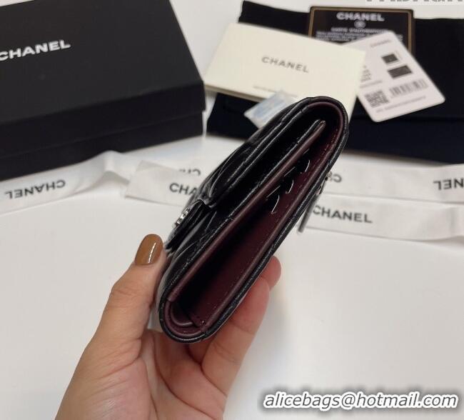 Most Popular Chanel Lambskin Card Holder Wallet 82288 Black/Silver 2025