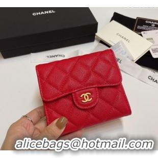 Best Price Chanel Grained Calfskin Card Holder Wallet 82288 Red 2025