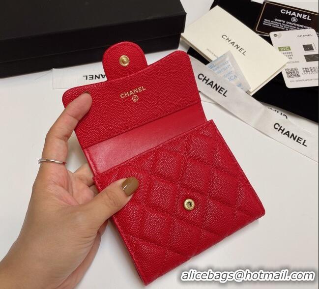 Best Price Chanel Grained Calfskin Card Holder Wallet 82288 Red 2025