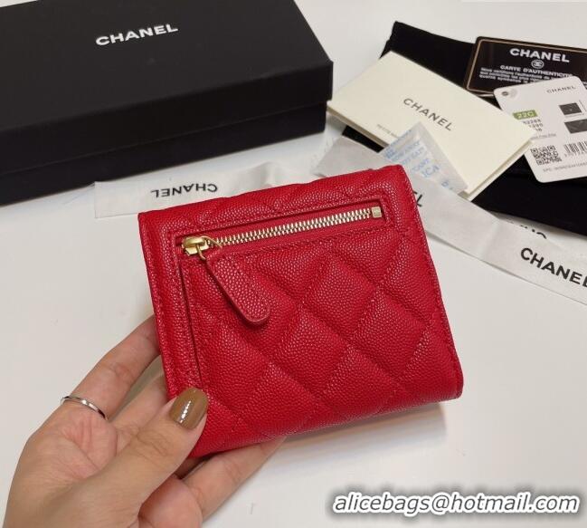 Best Price Chanel Grained Calfskin Card Holder Wallet 82288 Red 2025