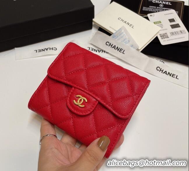 Best Price Chanel Grained Calfskin Card Holder Wallet 82288 Red 2025