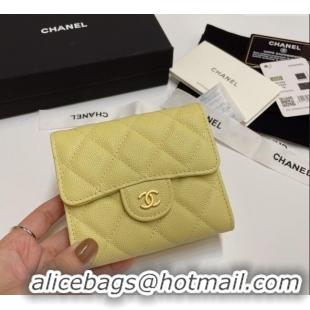 Spot Bulk Chanel Grained Calfskin Card Holder Wallet 82288 Yellow 2025