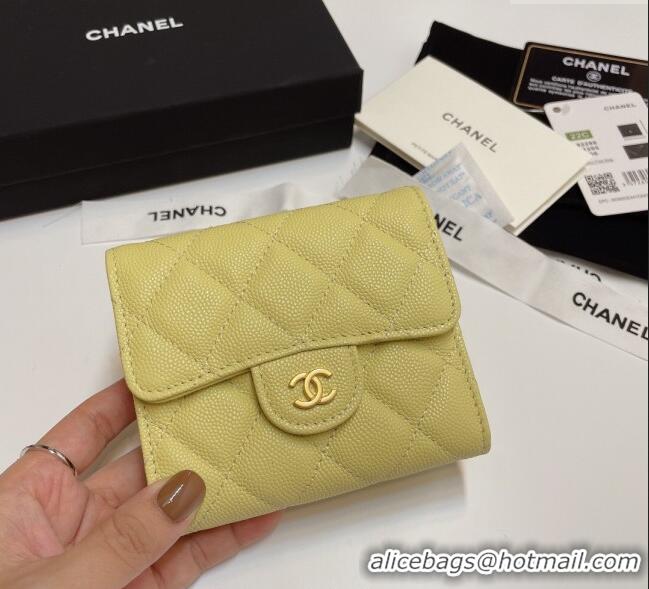 Spot Bulk Chanel Grained Calfskin Card Holder Wallet 82288 Yellow 2025