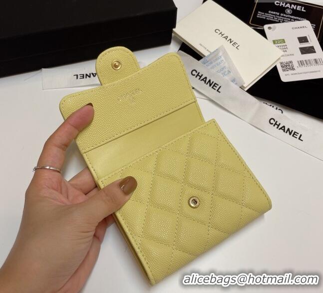 Spot Bulk Chanel Grained Calfskin Card Holder Wallet 82288 Yellow 2025