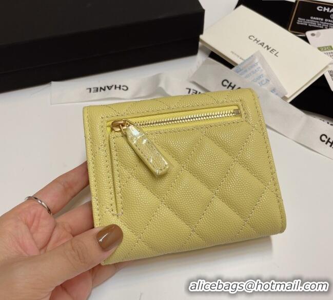 Spot Bulk Chanel Grained Calfskin Card Holder Wallet 82288 Yellow 2025