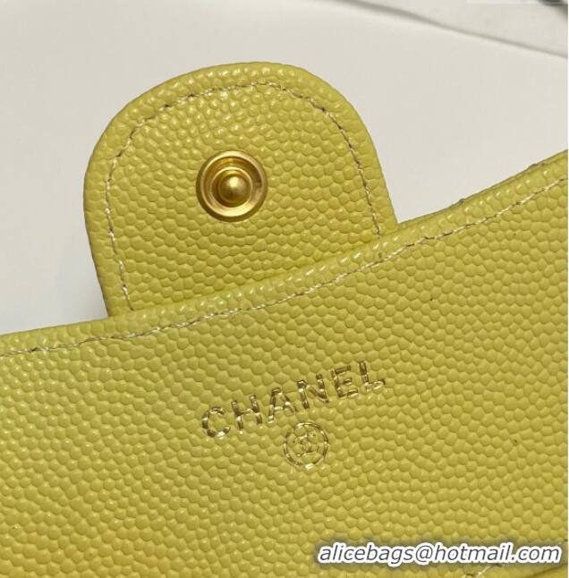 Spot Bulk Chanel Grained Calfskin Card Holder Wallet 82288 Yellow 2025