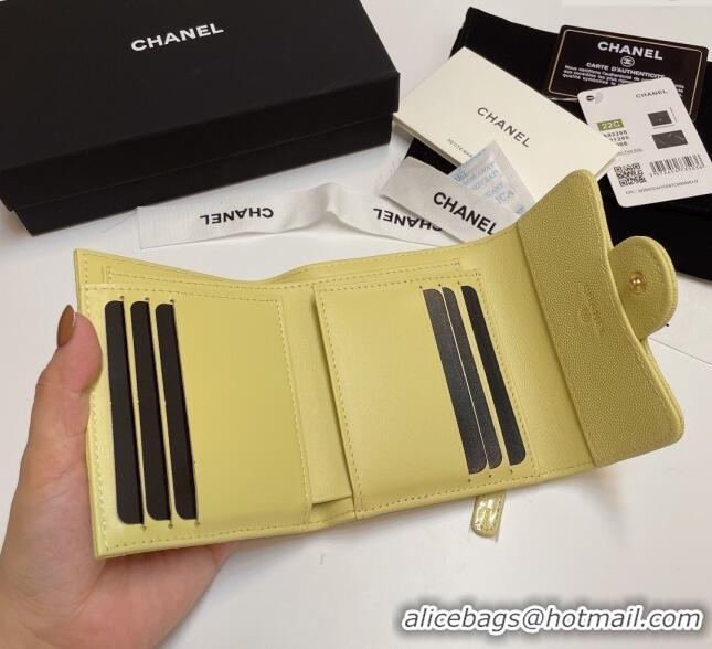 Spot Bulk Chanel Grained Calfskin Card Holder Wallet 82288 Yellow 2025