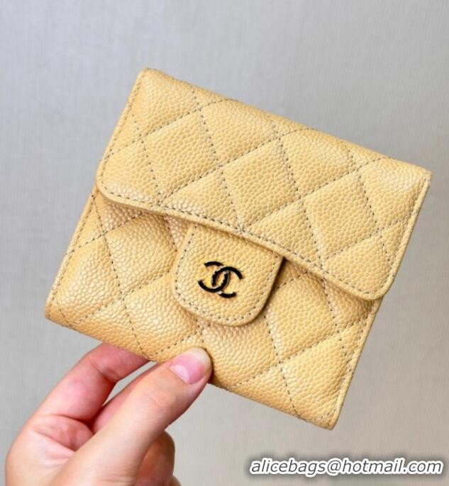 High Quality Chanel Grained Calfskin Card Holder Wallet 82288 Yellow 2025