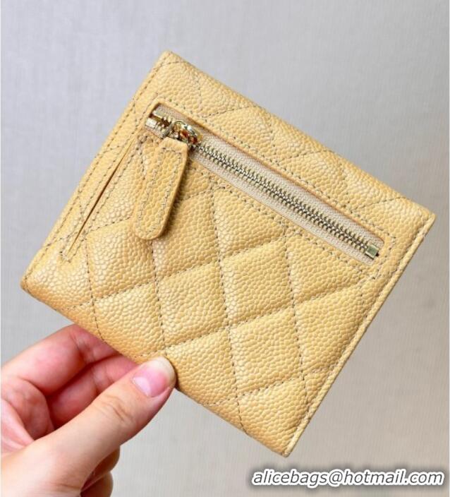 High Quality Chanel Grained Calfskin Card Holder Wallet 82288 Yellow 2025