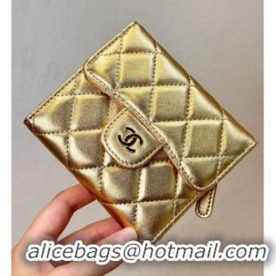 Top Grade Chanel Lambskin Card Holder Wallet 82288 Gold-Tone 2025