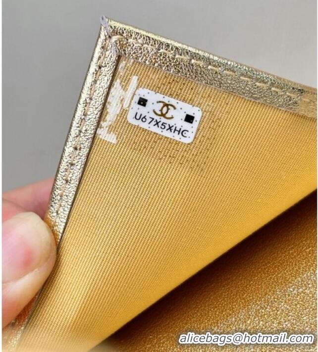 Top Grade Chanel Lambskin Card Holder Wallet 82288 Gold-Tone 2025