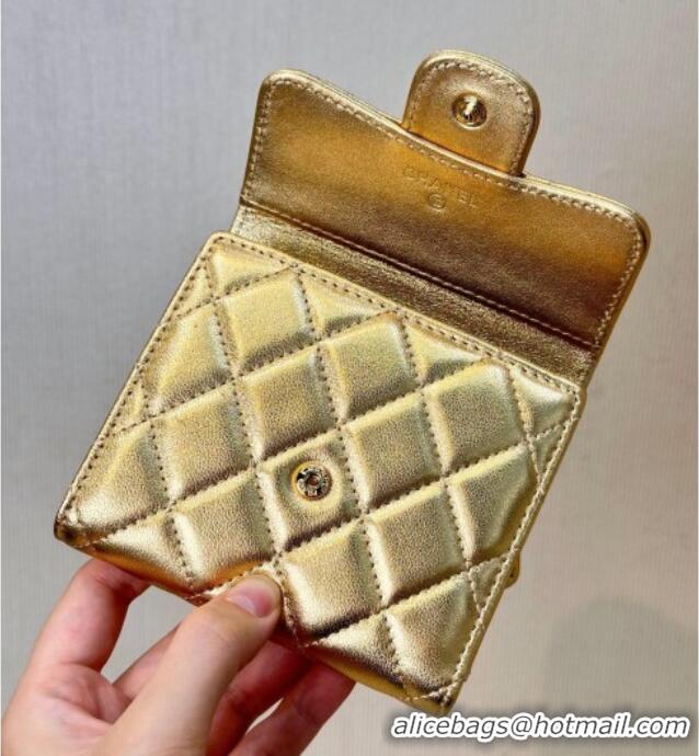 Top Grade Chanel Lambskin Card Holder Wallet 82288 Gold-Tone 2025