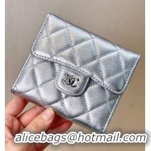 Most Popular Chanel Lambskin Card Holder Wallet 82288 Silver-Tone 2025