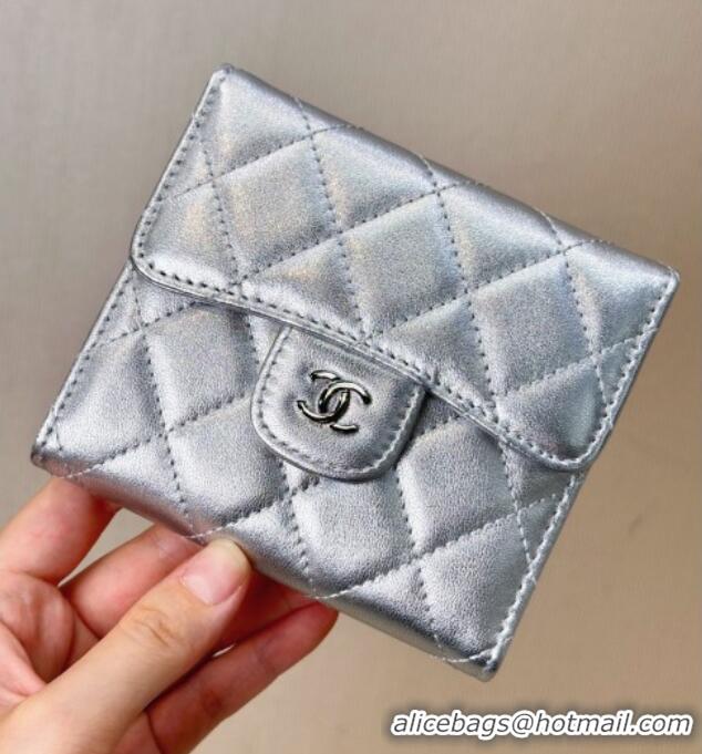 Most Popular Chanel Lambskin Card Holder Wallet 82288 Silver-Tone 2025