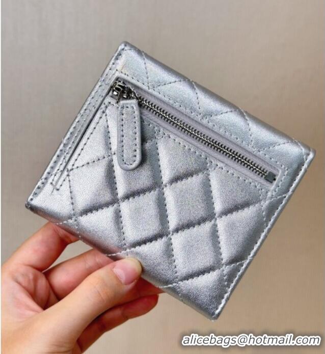 Most Popular Chanel Lambskin Card Holder Wallet 82288 Silver-Tone 2025