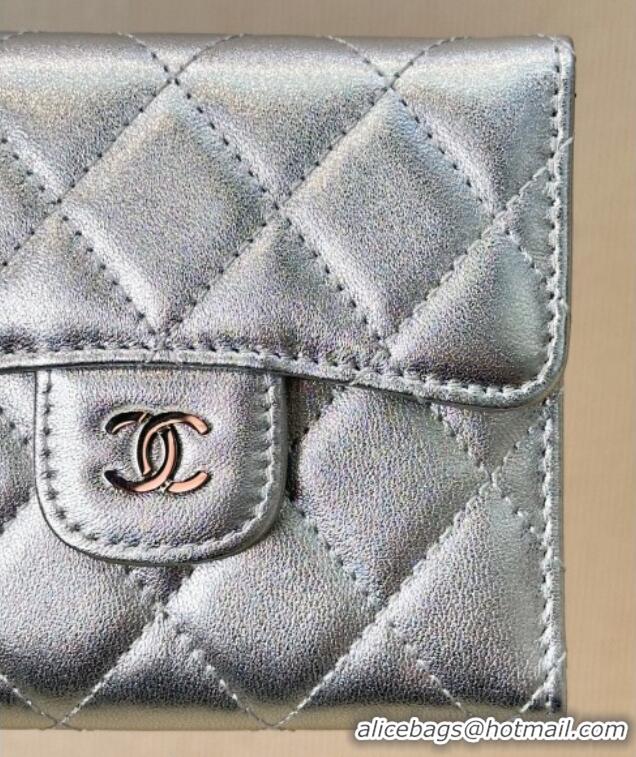 Most Popular Chanel Lambskin Card Holder Wallet 82288 Silver-Tone 2025