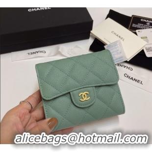 Unique Discount Chanel Grained Calfskin Card Holder Wallet 82288 Light Green 2025