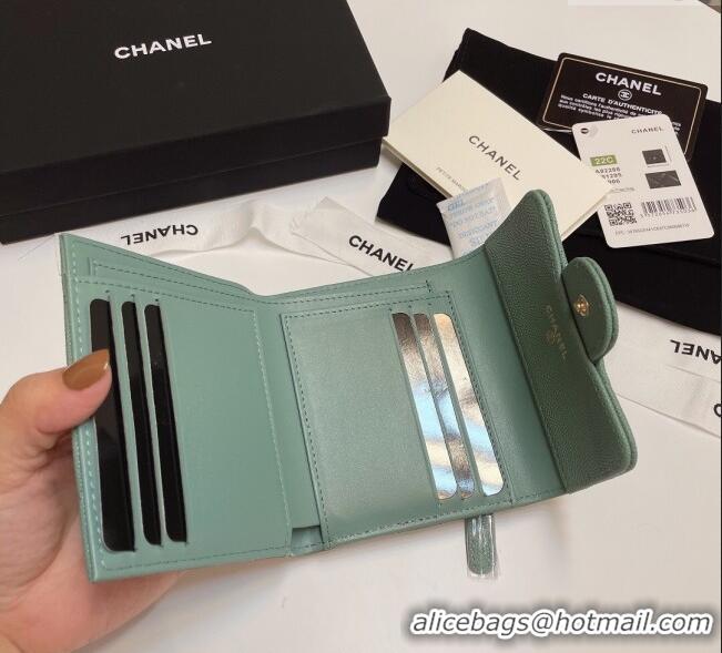 Unique Discount Chanel Grained Calfskin Card Holder Wallet 82288 Light Green 2025